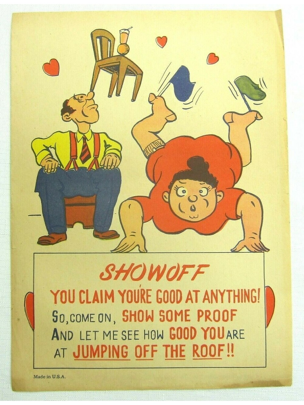 Vintage Vinegar Valentine Showoff Penny Dreadful Sarcasm Insult Poem Ephemera